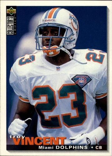 Tarjeta coleccionable de fútbol americano Troy Vincent 1995 Upper Deck Miami Dolphins LP x1 de la NFL - Imagen 1 de 1