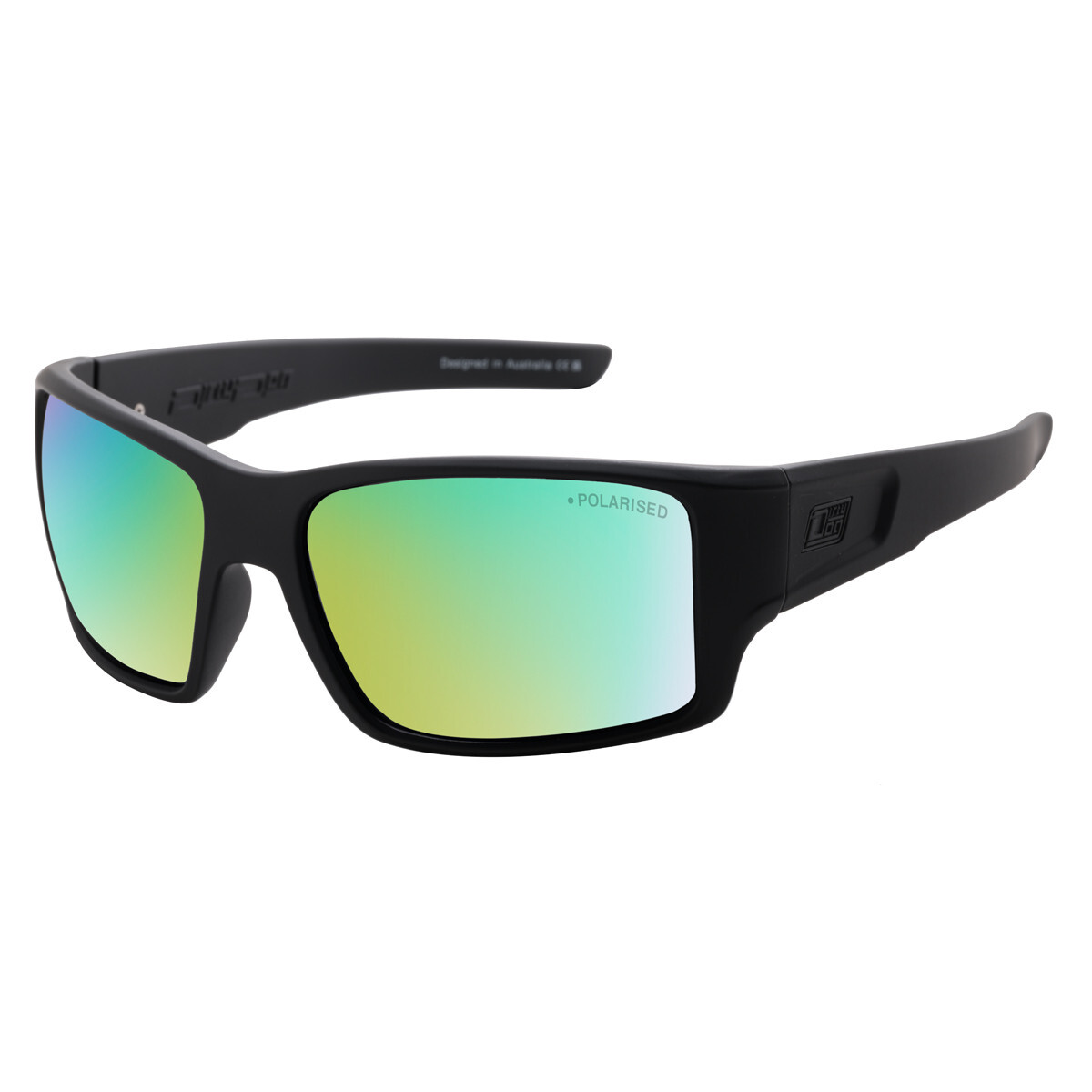 DIRTY DOG CHILL Mens/Womens POLARISED Sunglasses SATIN BLACK / GREEN FUSION