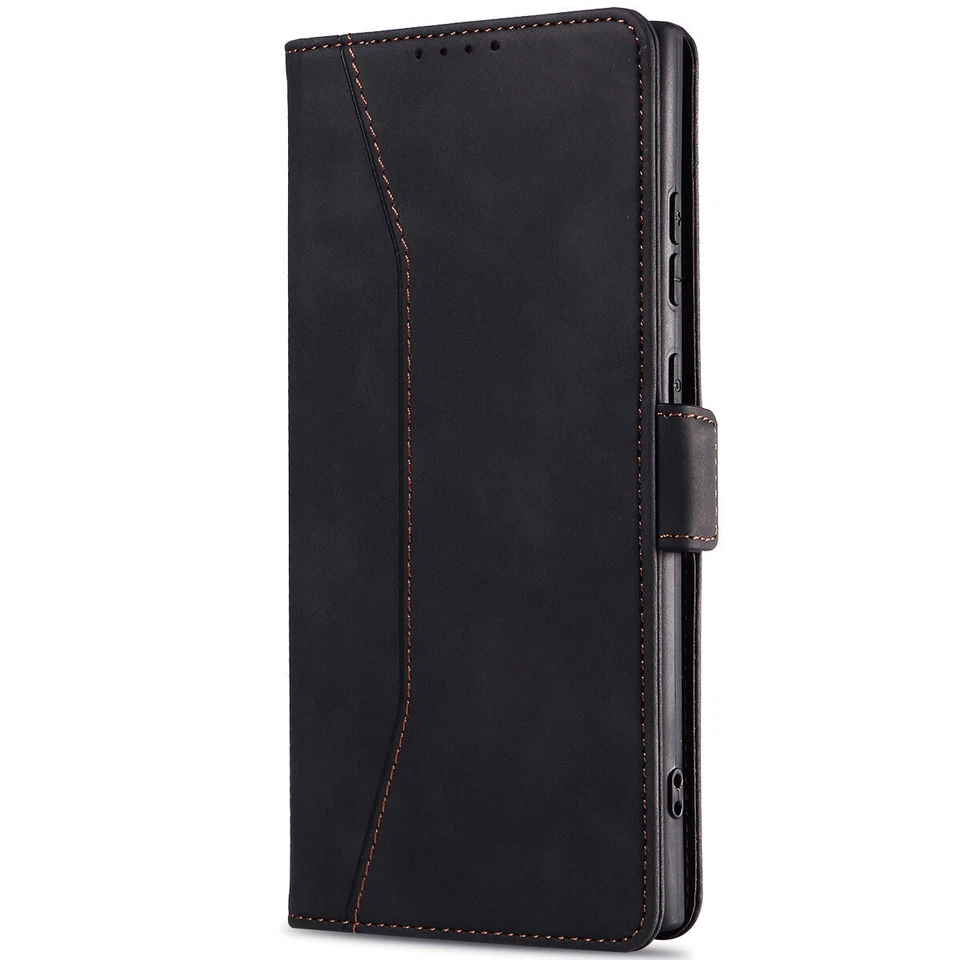 Black Leather Flip Wallet Case Cover For Samsung Galaxy S24/S24 Plus/S24 Ultra - Image 4 of 4