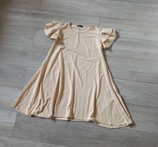 Studio Italy Ecru Stretch Cotton Oversized Dress Flared Casual Holiday UK12/14