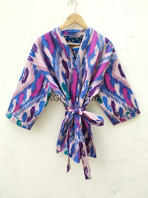 Kimono Réversible Kantha Bohème - Veste Indienne Patchwork Fait Main