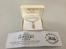 Vintage 10k Black Hills Gold Leaves Amethyst Pendant w/ Necklace NIB