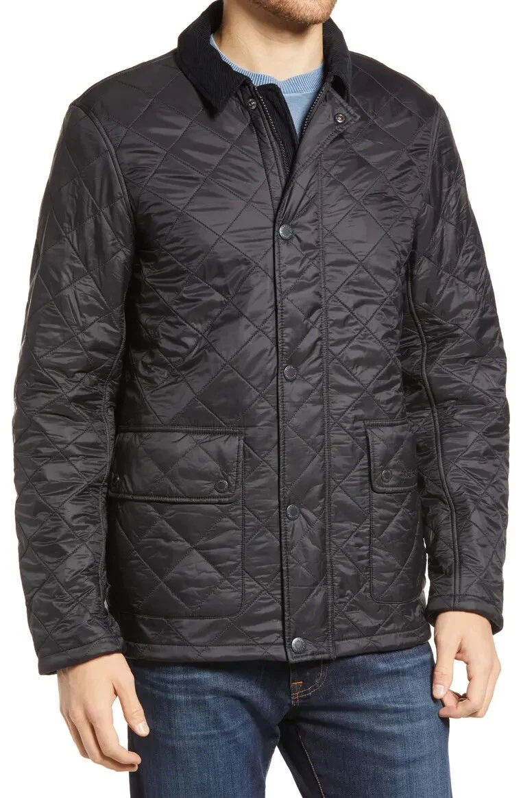 NEW Barbour Denill Quilted Polar Fleece Jacket - Black - Large | eBay