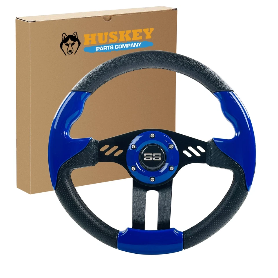 HUSKEY Blue Golf Cart Steering Wheel Comfortable Grip For EZGO Club Car Yamaha