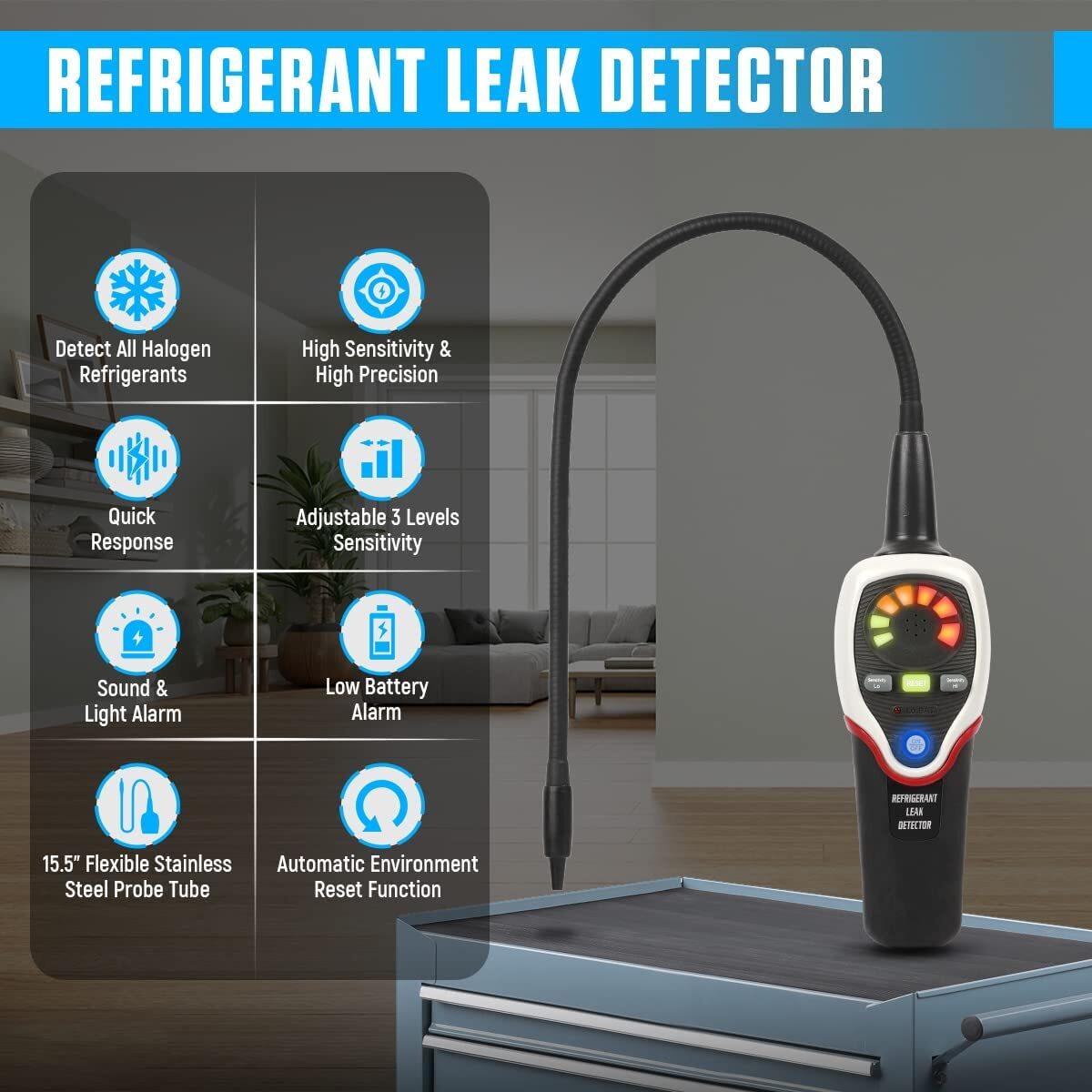 Refrigerant Leak Detector HVAC Heated Diode Freon Sniffer Halogen Gas