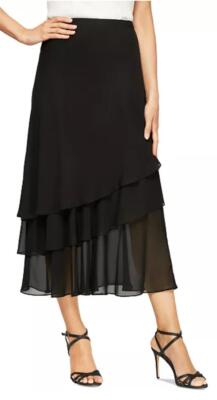 Alex Evenings Skirt, Tiered Chiffon Midi XL NWT $89