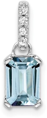 10K Weißgold Aquamarin und Diamant Anhänger PM7410-AQ-004-1WA