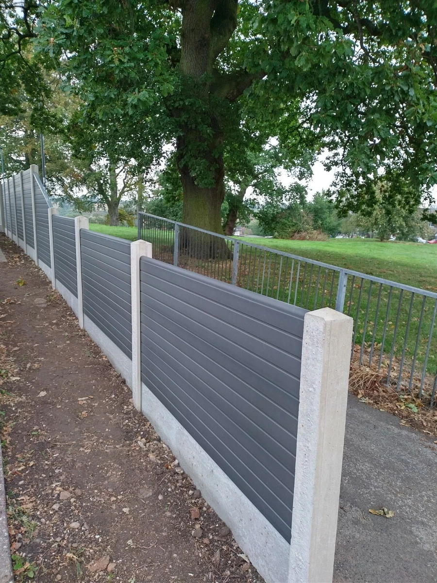 Composite fence panels plastic fence panels grey 3ft high x 6ft