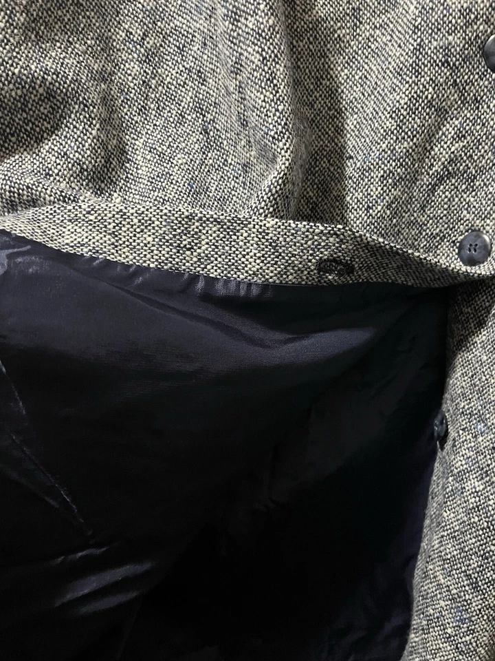 Falda midi vintage Orvis para mujer años 90 línea A tweed mezcla de lana talla 12 azul marino EE. UU. Foto 3 de 4
