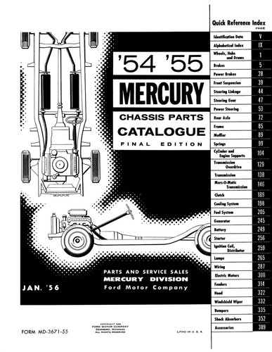 1954 - 1955 Mercury Chassis Parts Catalog - Picture 2 of 3