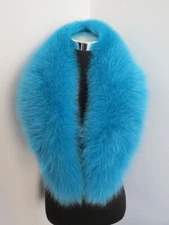 100% Real fox fur collar/blue neck wrap/women jacket collar/sleeve covers/cuffs