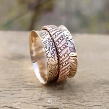 Pure Solid Copper Handmade women Spinner Ring All Size  SH10