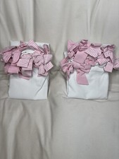 pottery barn Oxford Stripe Bow Top Blackout Set Of 2 Curtains 44x84 Pink White