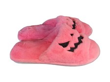 Halloween Slippers Slides Lantern Pumpkin Women Size 5 /6 Soft Cozy Fuzzy Shoes