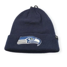 Authentic '47 Seattle Seahawks Basic Knit Blue Raised Cuffed Beanie Hat