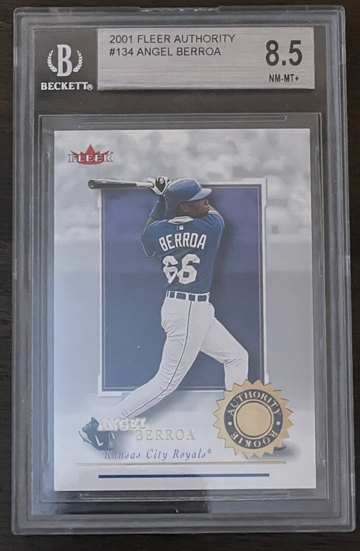 2001 FLEER AUTHORITY ROOKIE #134 ANGEL BERROA KC ROYALS BGS GRADED NMT+ Bonus