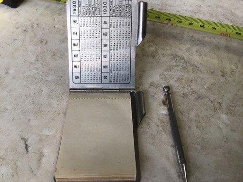 Vintage printed tin advertising 1930 note pad and pencil with calendar - Picture 5 of 6