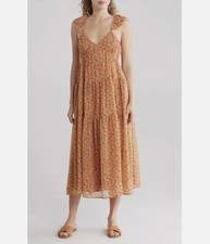 $178 Madewell Floral Georgette Ruffle Tiered Midi Sun Dress Daisy Meadow Size 14
