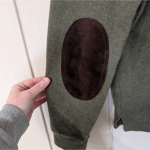 Polo Ralph Lauren Quarter Zip Pullover Elbow Patches Green Cotton Mens M - 第 8/9 張圖片
