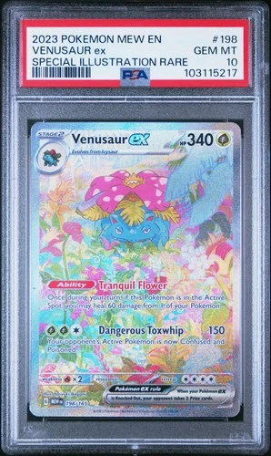 2023 POKEMON MEW EN-151 SPECIAL ILLUSTRATION RARE #198 VENUSAUR EX PSA 10