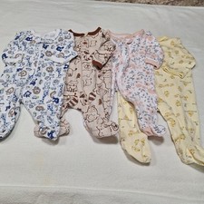 Newborn  3 months Baby Girl/Boy footed pajamas Lot of 4 used