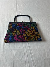 Vintage Floral Purse Clutch With Too Handle And Clasp