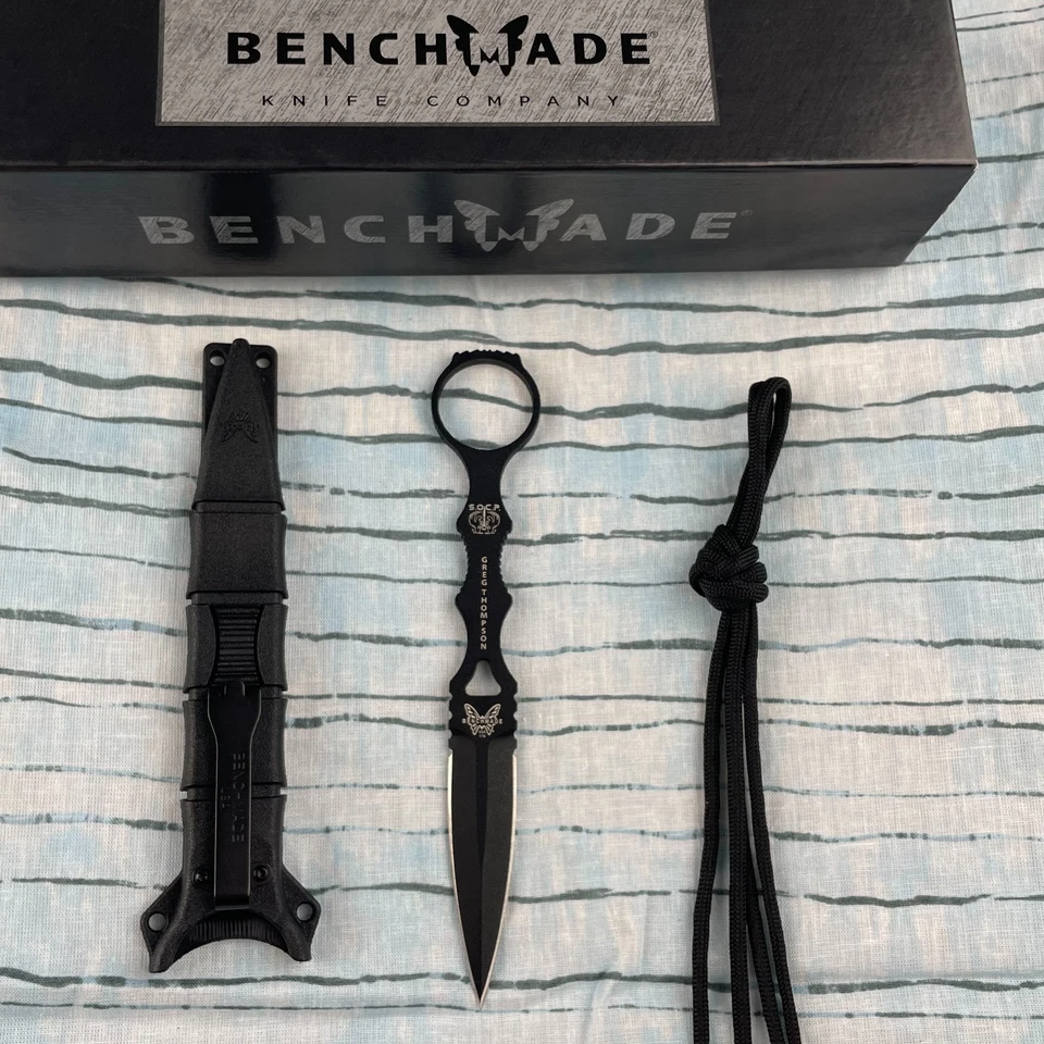 Nuevo cuchillo de hoja fija recubierto negro funda negra SOCP Dagger 176BK hecho en banco Foto 4 de 4