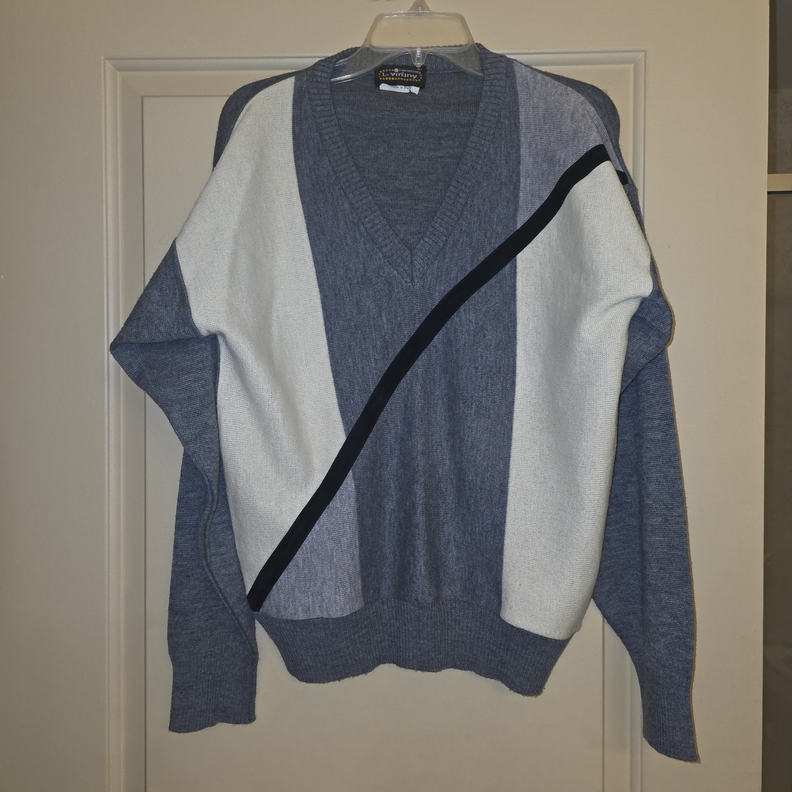 Vintage L.Virany Mens Large V-Neck Sweater Wool B… - image 1