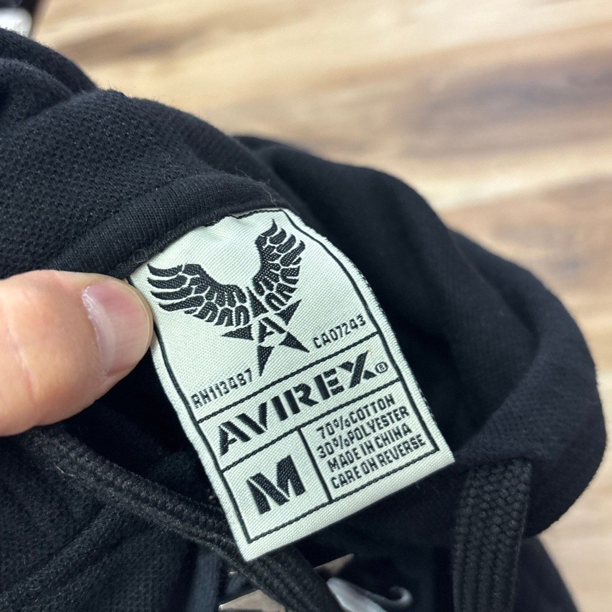 Avirex Full Zip Hoodie Size M Sky Kings Graphic Cotton Black Y2K Streetwear View 2