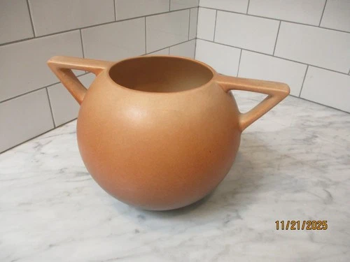 Vintage 1930's Art Deco Roseville Burnt Sienna Planter Vase # 398-6 Nice & RARE!