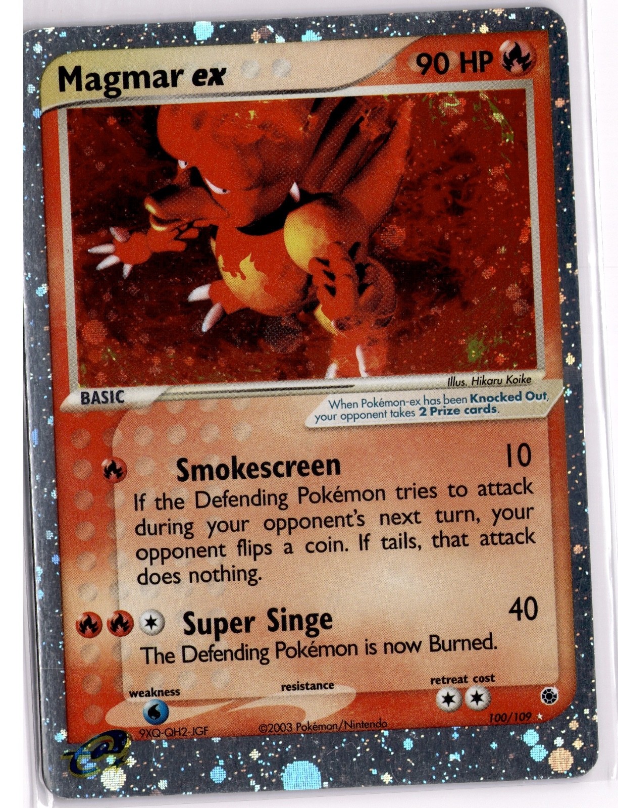 Magmar ex Ultra Rare Ruby and Sapphire RS Fire Holo 100/109 2003 MP