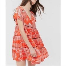 Urban Outfitters Tierred Chiffon Babydoll Mini Dress Pippa Floral Women's M