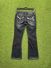 Miss Me Jeans Womens 25 Easy Boot Leg Denim Rhinestone Embellished Preppy y2k