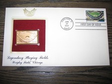 2001 Legendary Playing Fields Wrigley Field Chicago Golden Cover Stamp Replica