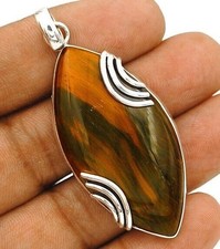 Natural Tiger Eye Africa 925 Solid Sterling Silver Pendant Jewelry