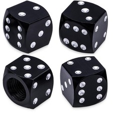 Meajoo 4pcs Dice Style Tire Valve Stem Caps With O Rubber 4 Pcs Dice-black