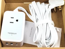 TESSAN TS-1021-C Power Adapter with USB, White, 10 FT Cord
