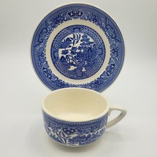 VTG Antique Blue Willow Tea Cup And Saucer Set