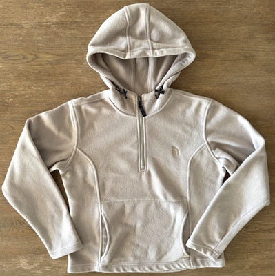 The North Face 1/4 Zip Hooded Fleece Warm & Soft Pullover-Beige-Women's Size Med