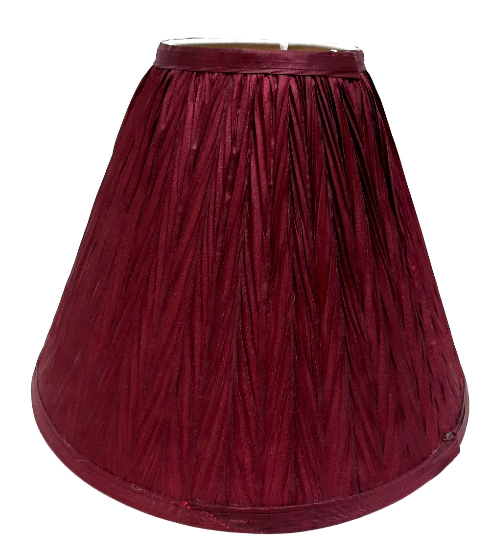 VTG Burgundy Fabric Empire Lamp Shade Tiny CrissCross V Pleats 8.25" T x4" x 11"