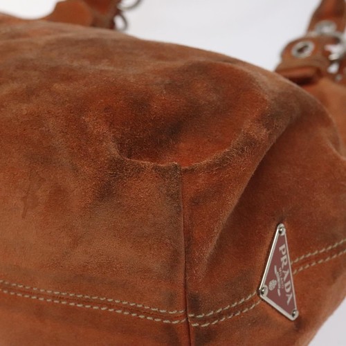 PRADA Hand Bag Suede Orange Silver Auth 130348 - Picture 15 of 22
