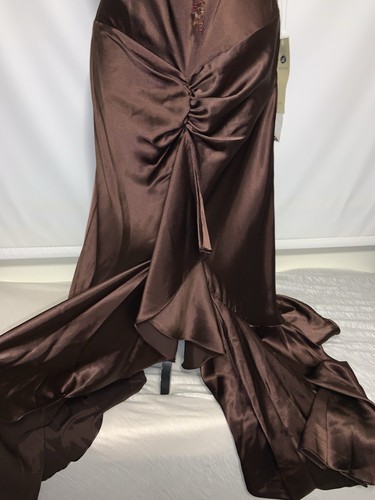 Vintage Y2K Aspeed Asymmetrical Coquette Fairy Brown Gown Dress Prom Large - Picture 4 of 17
