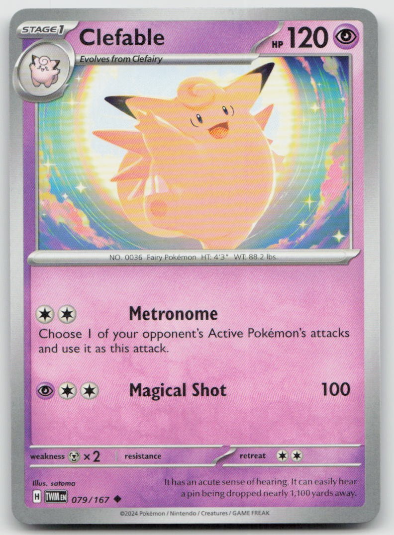 Clefable 079/167 Uncommon Twilight Masquerade Pokemon Near Mint