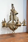 Antique Vintage Gothic Cast Iron Hanging Light Chandelier Spanish Revival 5 arm