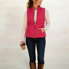 Joules Brindley Puffer Vest Redcurrant Pink Size 10 NWT Quilted Gilet Preppy