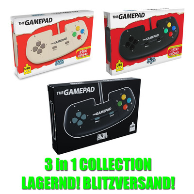 3x THEGAMEPAD! OLD+ NEW BLACK + CREAM- THEC64 THEA500 THE SPECTRUM, PC Mac NEU!