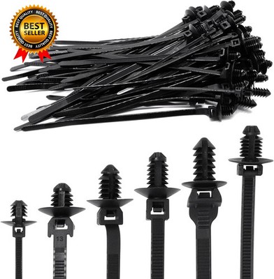 60 PCS Push Mount Zip Ties Nylon Car Mount Wire Tie Snap in Cable Zip Ties