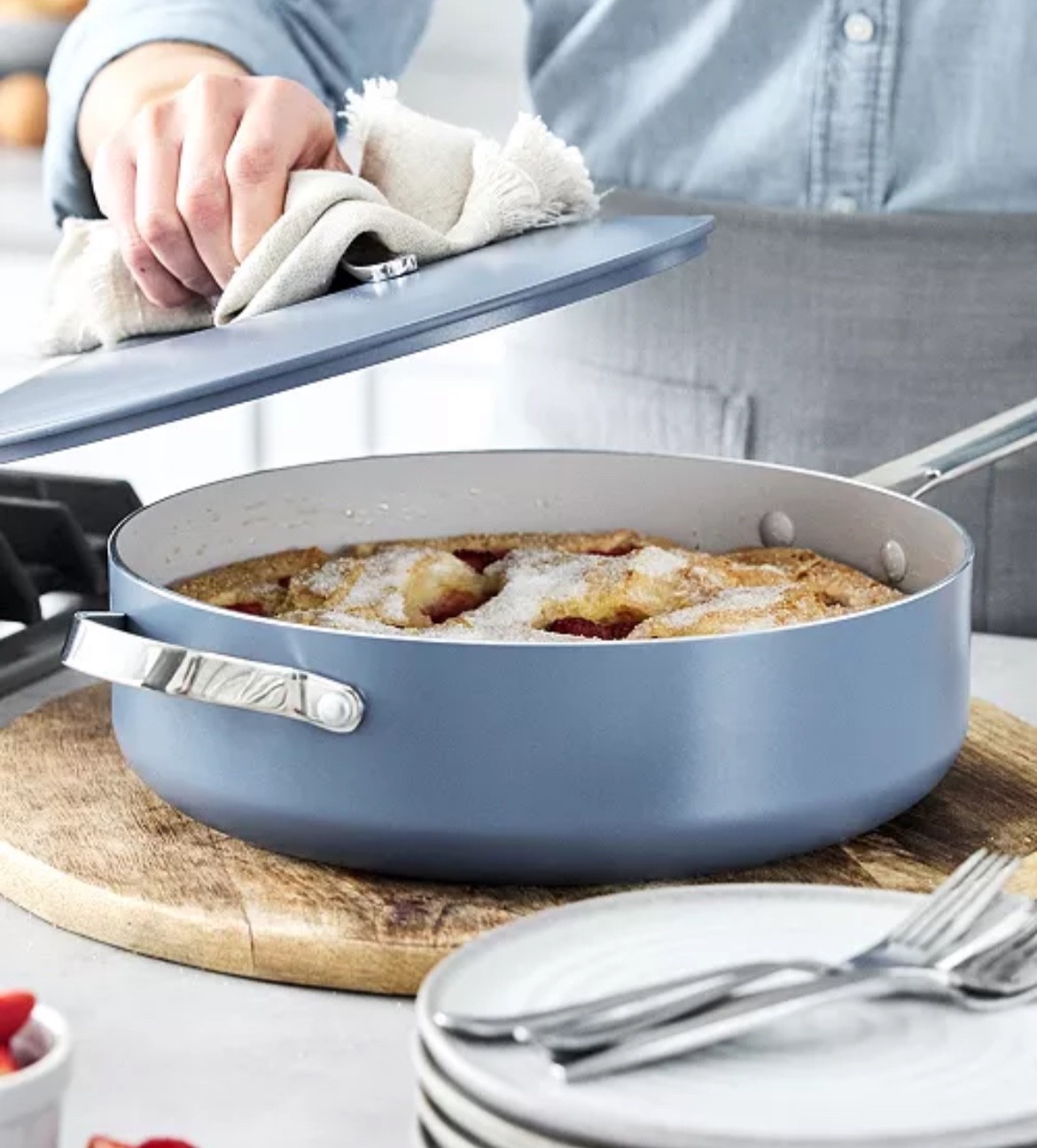 Rio Green Pan Healthy Nonstick Cookware Set in Nova Blue