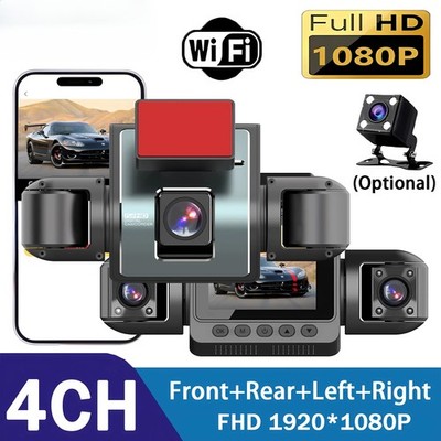 4 Lens 360Degree Dash Cam for Cars WIFI APP Car DVR 1080P 4-Channel Front Camera