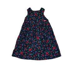 VTG OshKosh B'Gosh Girls Floral Corduroy Jumper Dress 6 Cotton USA